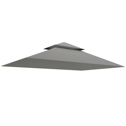 Replacement Canopy for BBQ Gazebo 2.4 x 1.5 m, Replacement Awning for 2-Tier Barbecue Shelter, 160gsm Anti-UV Polyester, Light Gray