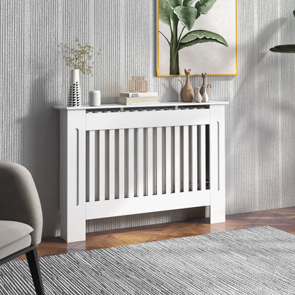 Radiator Cover Modern Radiator Cover Made of MDF for Living Room Bedroom 112x19x81cm White