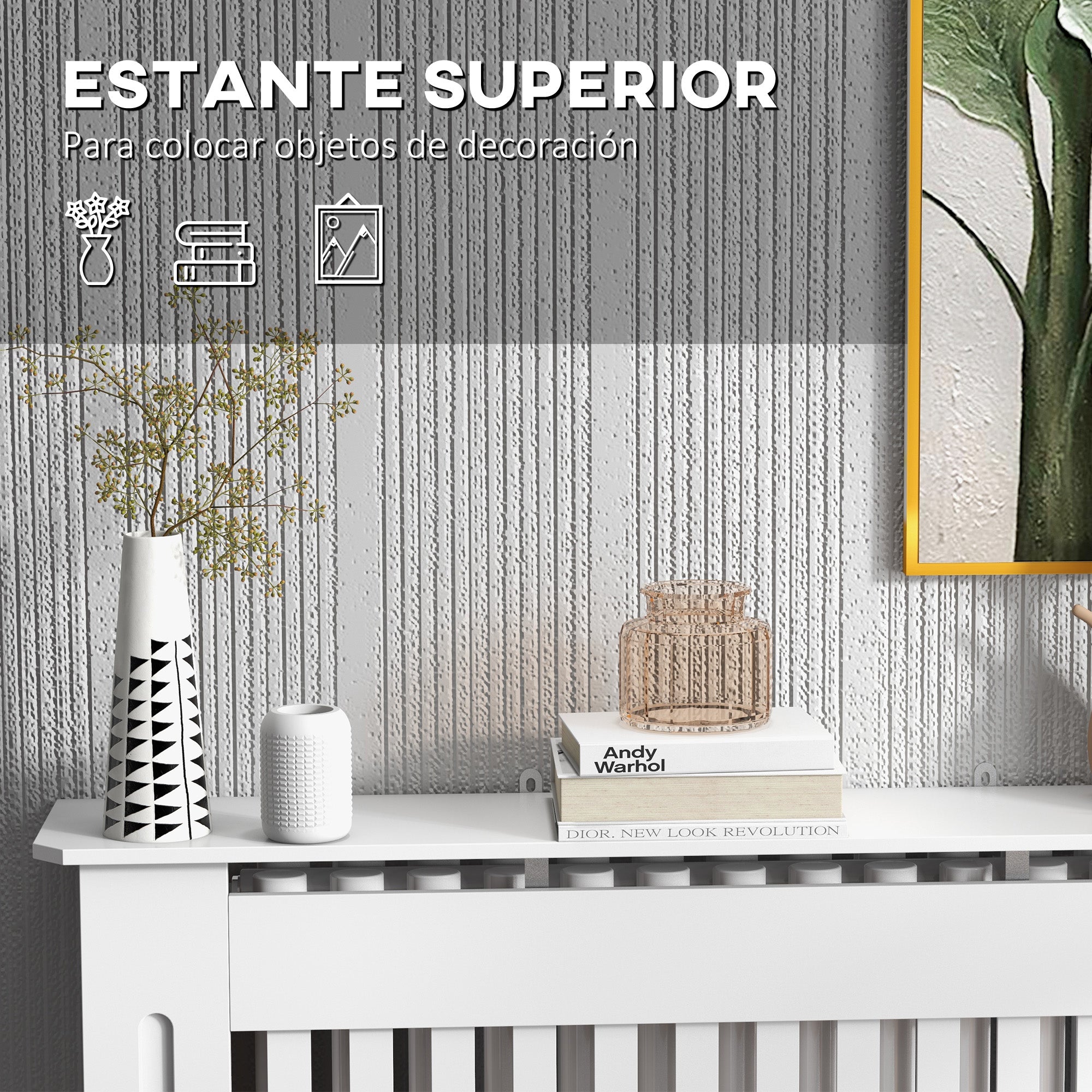 Radiator Cover Modern Radiator Cover Made of MDF for Living Room Bedroom 112x19x81cm White