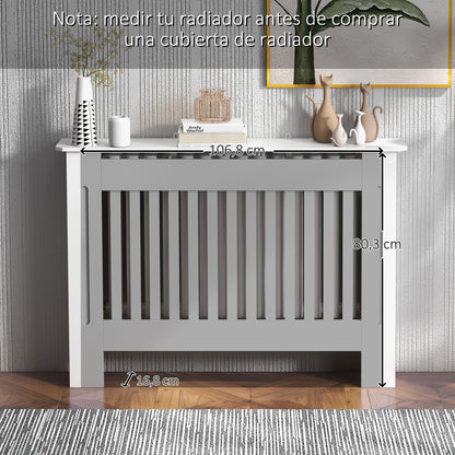 Radiator Cover Modern Radiator Cover Made of MDF for Living Room Bedroom 112x19x81cm White