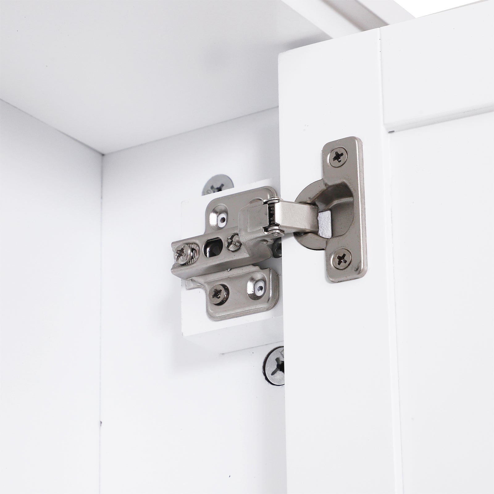 Bathroom Wall Cabinet Multifunctional Space-Saving Cabinet with 3 Open Levels 1 Door Adjustable Shelf Anti-tip 53x14.5x50.5 cm White