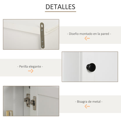 Bathroom Wall Cabinet Multifunctional Space-Saving Cabinet with 3 Open Levels 1 Door Adjustable Shelf Anti-tip 53x14.5x50.5 cm White