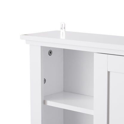 Bathroom Wall Cabinet Multifunctional Space-Saving Cabinet with 3 Open Levels 1 Door Adjustable Shelf Anti-tip 53x14.5x50.5 cm White