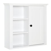 Bathroom Wall Cabinet Multifunctional Space-Saving Cabinet with 3 Open Levels 1 Door Adjustable Shelf Anti-tip 53x14.5x50.5 cm White