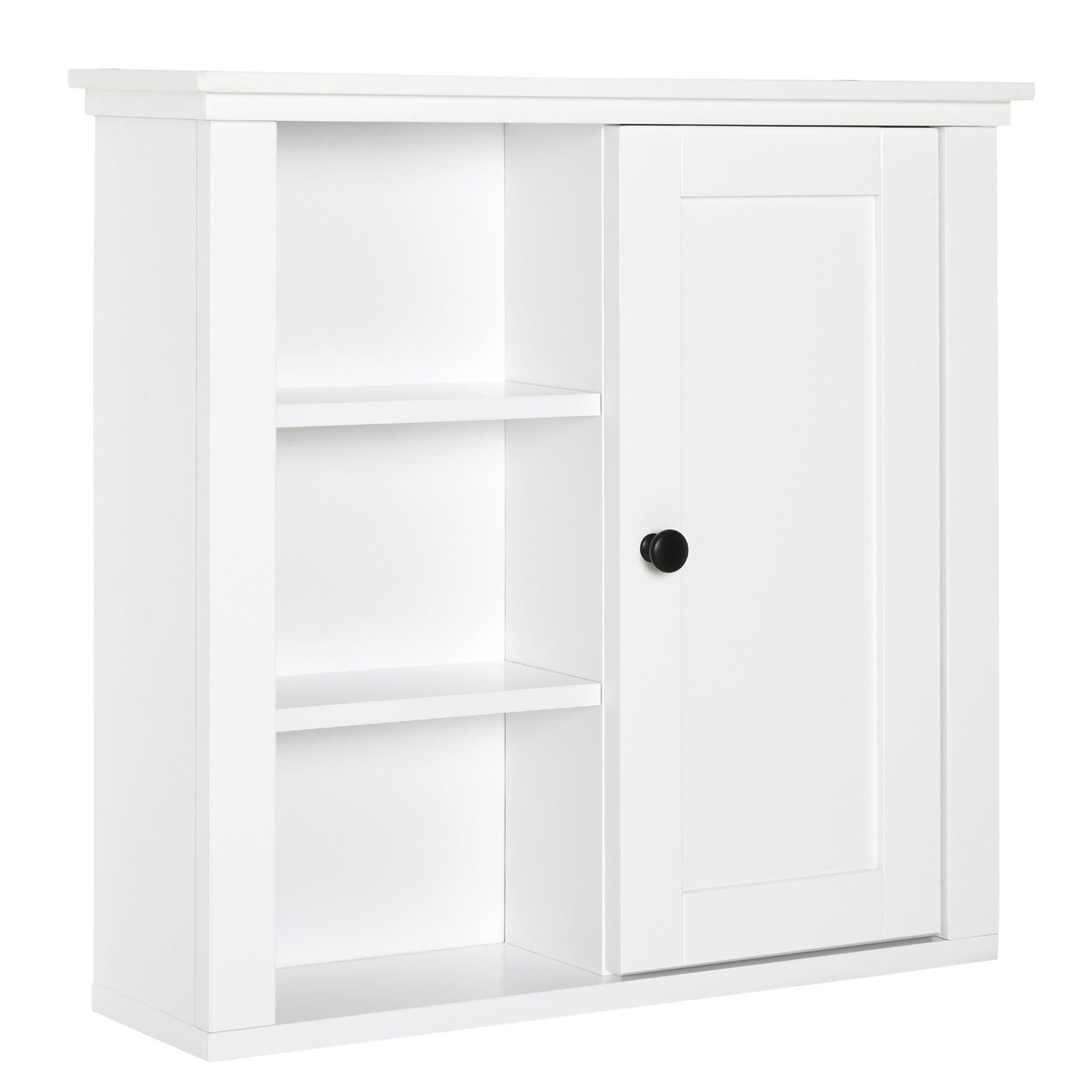 Bathroom Wall Cabinet Multifunctional Space-Saving Cabinet with 3 Open Levels 1 Door Adjustable Shelf Anti-tip 53x14.5x50.5 cm White