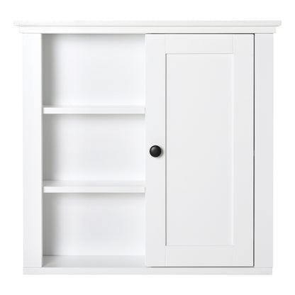 Bathroom Wall Cabinet Multifunctional Space-Saving Cabinet with 3 Open Levels 1 Door Adjustable Shelf Anti-tip 53x14.5x50.5 cm White