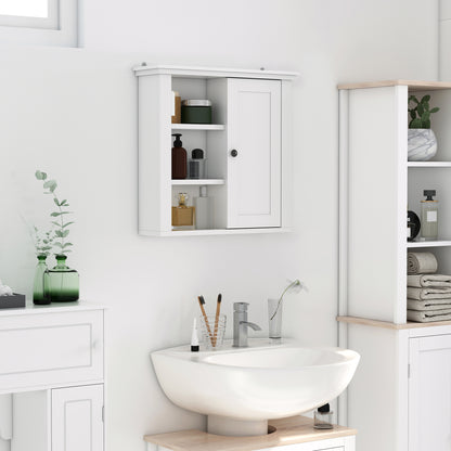 Bathroom Wall Cabinet Multifunctional Space-Saving Cabinet with 3 Open Levels 1 Door Adjustable Shelf Anti-tip 53x14.5x50.5 cm White