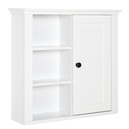 Bathroom Wall Cabinet Multifunctional Space-Saving Cabinet with 3 Open Levels 1 Door Adjustable Shelf Anti-tip 53x14.5x50.5 cm White