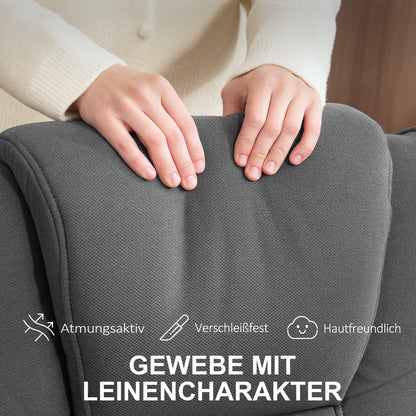 Recliner Chair with Footstool, 360° Swivel TV Chair with Adjustable Backrest, Reclining Function, Rocking Feature, Velvet-Look Upholstery, Headrest for Living Room, Dark Gray