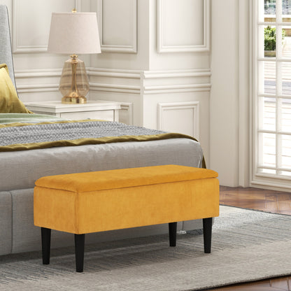 47L Storage Bench with Polyester Upholstery for Bedroom and Entryway, 95x38x45cm, Orange