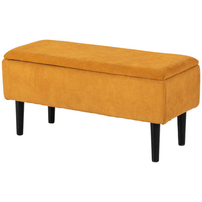 47L Storage Bench with Polyester Upholstery for Bedroom and Entryway, 95x38x45cm, Orange