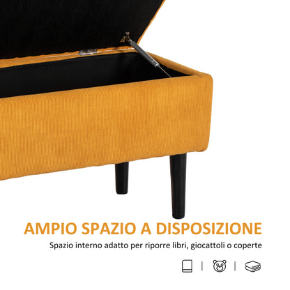 47L Storage Bench with Polyester Upholstery for Bedroom and Entryway, 95x38x45cm, Orange