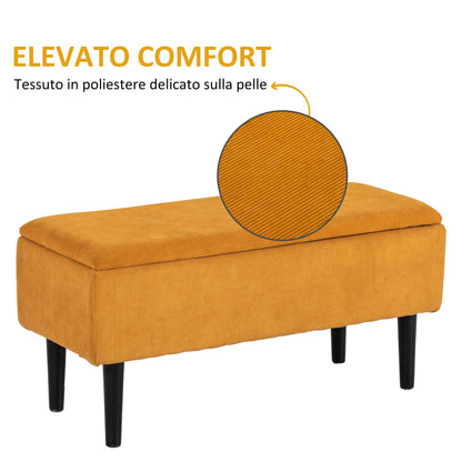 47L Storage Bench with Polyester Upholstery for Bedroom and Entryway, 95x38x45cm, Orange