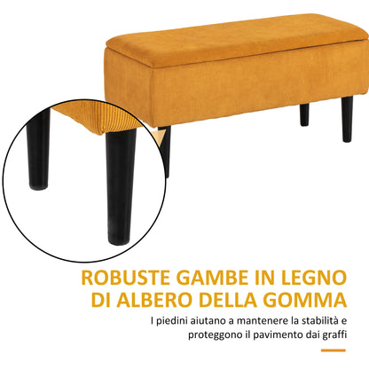 47L Storage Bench with Polyester Upholstery for Bedroom and Entryway, 95x38x45cm, Orange