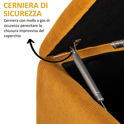 47L Storage Bench with Polyester Upholstery for Bedroom and Entryway, 95x38x45cm, Orange