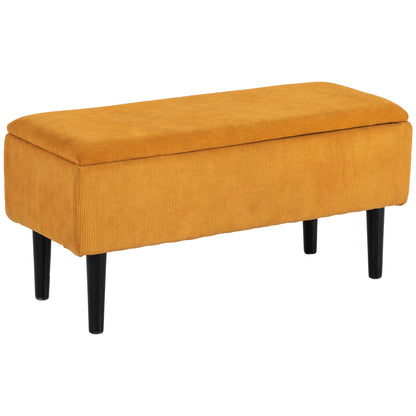 47L Storage Bench with Polyester Upholstery for Bedroom and Entryway, 95x38x45cm, Orange