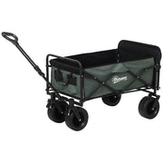 Garden Wagon 120 kg Load Capacity, Foldable Transport Wagon with Removable Tarp, Handle, Wheels, Steering Axle, Cart Wagon Handcart Garden Cart 95 Liter Equipment Wagon for Home Garden, Green