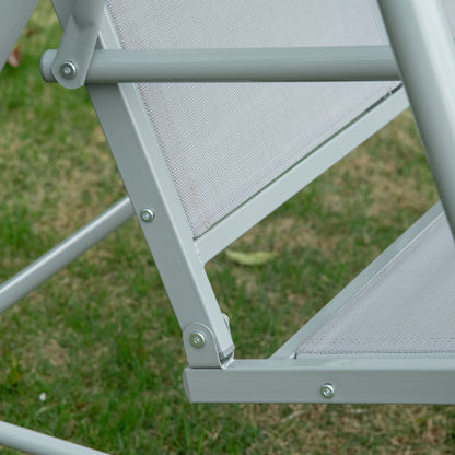 Hollywood Swing with Adjustable Sun Canopy, 3-Seater Garden Swing with Anti-Slip Feet, Swing Bench Loadable up to 240 kg, Lounger for Garden, Terrace, 170x110x153cm, Gray+Silver