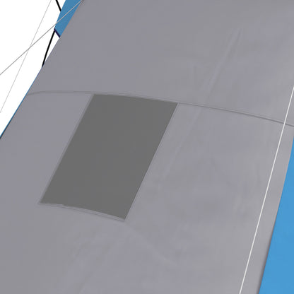 Family Tunnel Camping Tent for 4-6 People Waterproof 2000 mm Foldable Camping Tent with 2 Bedrooms Hiking Bag 555x225x190 cm Gray and Blue