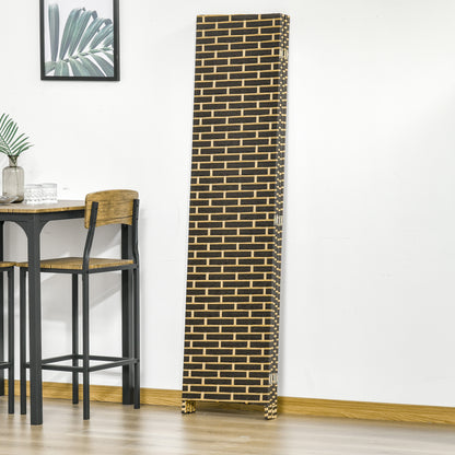 Indoor Room Divider 4 Foldable Panels 180L x 180H cm Poplar Wood Woven Paper Fibers Chocolate Straw