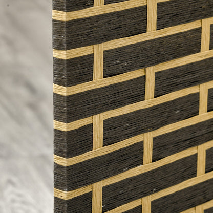 Indoor Room Divider 4 Foldable Panels 180L x 180H cm Poplar Wood Woven Paper Fibers Chocolate Straw