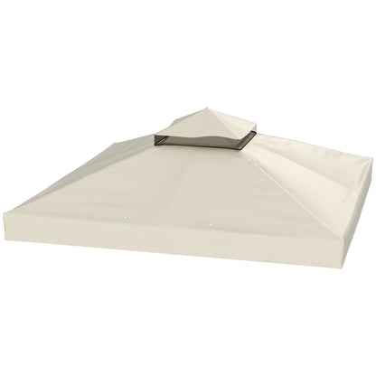 Replacement Canopy for Pavilion 3 x 3 m, water-resistant pavilion roof, double-tier replacement cover for garden pavilion, parts made of Oxford fabric, 370 g/m², Cream White