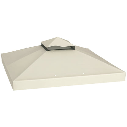 Replacement Canopy for Pavilion 3 x 3 m, water-resistant pavilion roof, double-tier replacement cover for garden pavilion, parts made of Oxford fabric, 370 g/m², Cream White