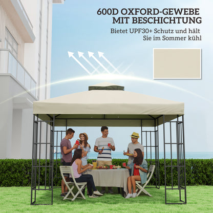 Replacement Canopy for Pavilion 3 x 3 m, water-resistant pavilion roof, double-tier replacement cover for garden pavilion, parts made of Oxford fabric, 370 g/m², Cream White