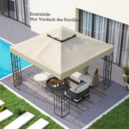 Replacement Canopy for Pavilion 3 x 3 m, water-resistant pavilion roof, double-tier replacement cover for garden pavilion, parts made of Oxford fabric, 370 g/m², Cream White