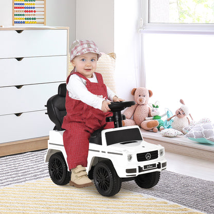 Kids Ride On Toy Car with Mercedes G350 License Ride-On Car for 1-3 Year Olds with Horn Removable Canopy and Guardrail Load 25 kg 85.5x40.5x95 cm White