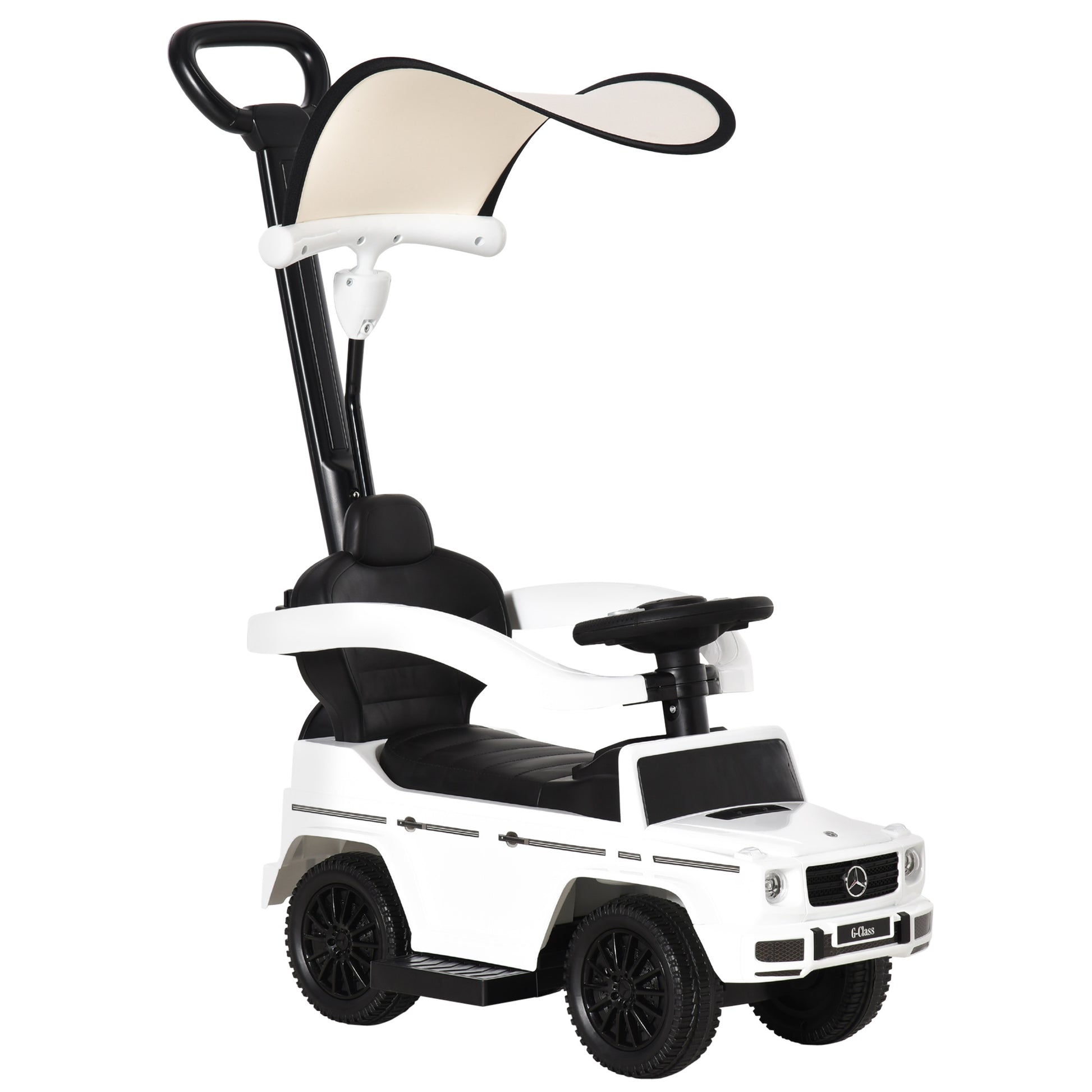 Kids Ride On Toy Car with Mercedes G350 License Ride-On Car for 1-3 Year Olds with Horn Removable Canopy and Guardrail Load 25 kg 85.5x40.5x95 cm White