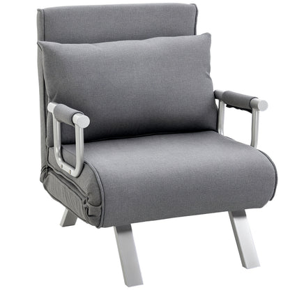 Sleeper Sofa with Armrest 3-in-1 Sleeper Chair Guest Bed Folding Mattress Folding Bed Chaise Lounge Multifunction Linen-like Polyester Grey 65 x 69 x 80 cm