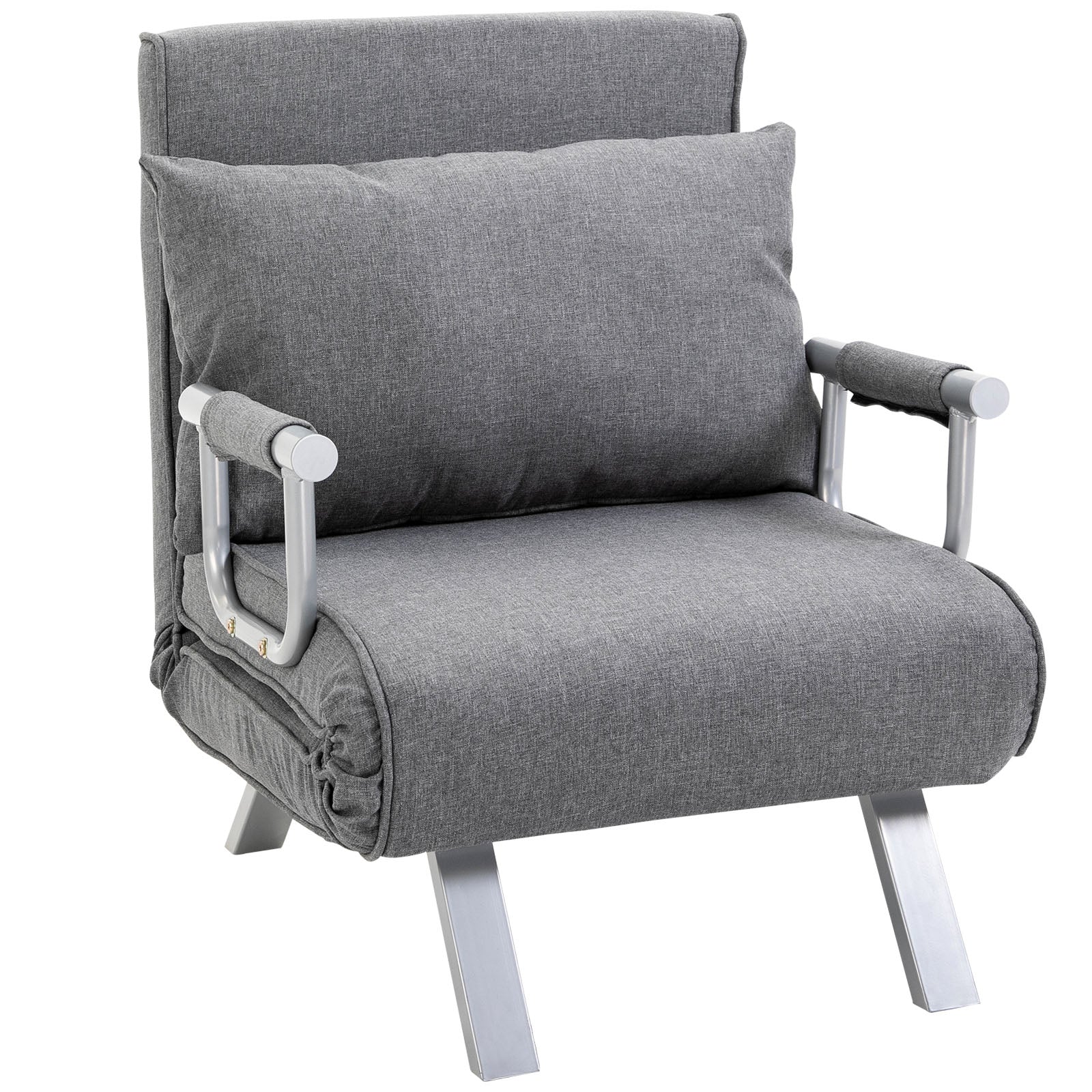 Sleeper Sofa with Armrest 3-in-1 Sleeper Chair Guest Bed Folding Mattress Folding Bed Chaise Lounge Multifunction Linen-like Polyester Grey 65 x 69 x 80 cm
