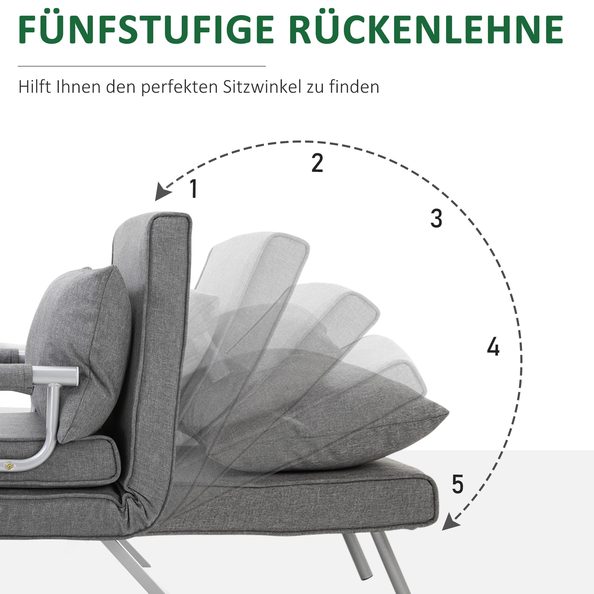 Sleeper Sofa with Armrest 3-in-1 Sleeper Chair Guest Bed Folding Mattress Folding Bed Chaise Lounge Multifunction Linen-like Polyester Grey 65 x 69 x 80 cm