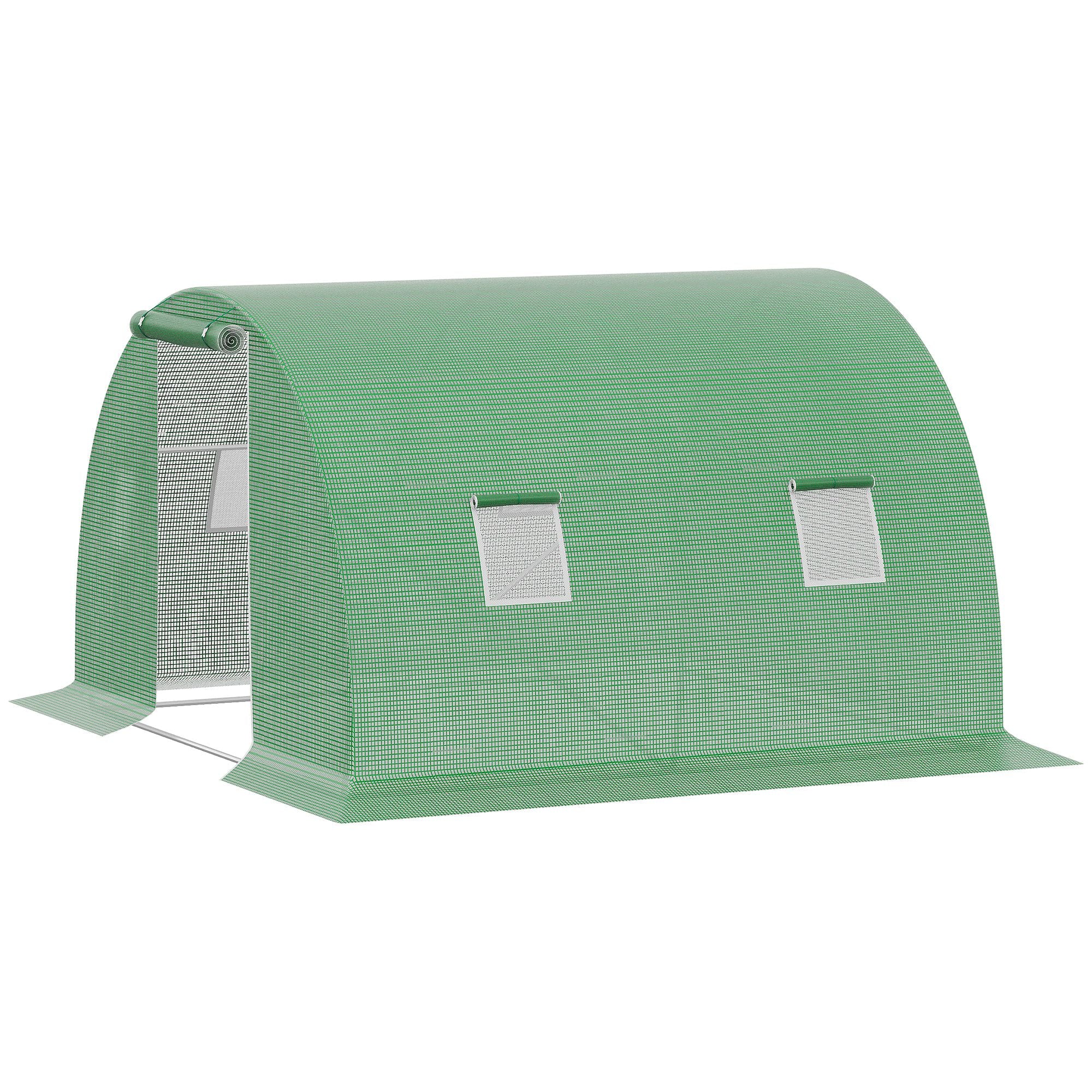 Polytunnel Walk-in Greenhouse 3 x 3 m Greenhouse with 4 Windows Plant Frost Protection Steel Tube Dark Green