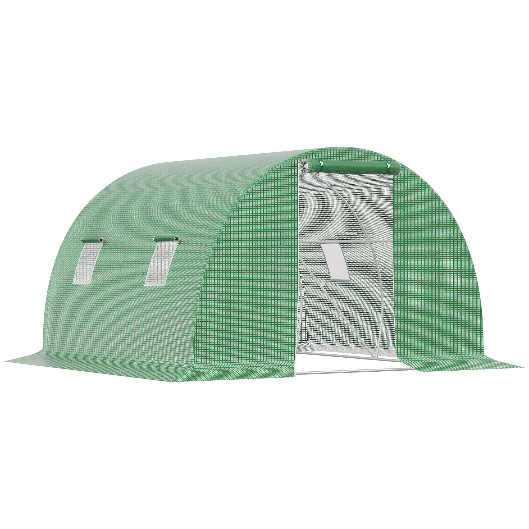 Polytunnel Walk-in Greenhouse 3 x 3 m Greenhouse with 4 Windows Plant Frost Protection Steel Tube Dark Green