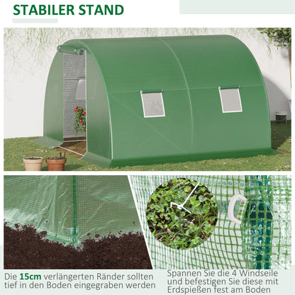 Polytunnel Walk-in Greenhouse 3 x 3 m Greenhouse with 4 Windows Plant Frost Protection Steel Tube Dark Green