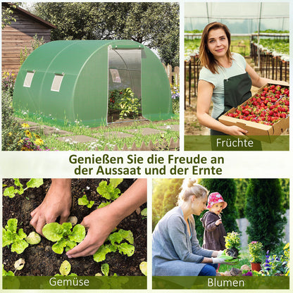 Polytunnel Walk-in Greenhouse 3 x 3 m Greenhouse with 4 Windows Plant Frost Protection Steel Tube Dark Green