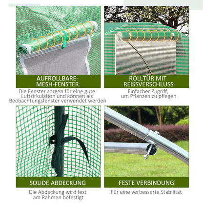 Polytunnel Walk-in Greenhouse 3 x 3 m Greenhouse with 4 Windows Plant Frost Protection Steel Tube Dark Green
