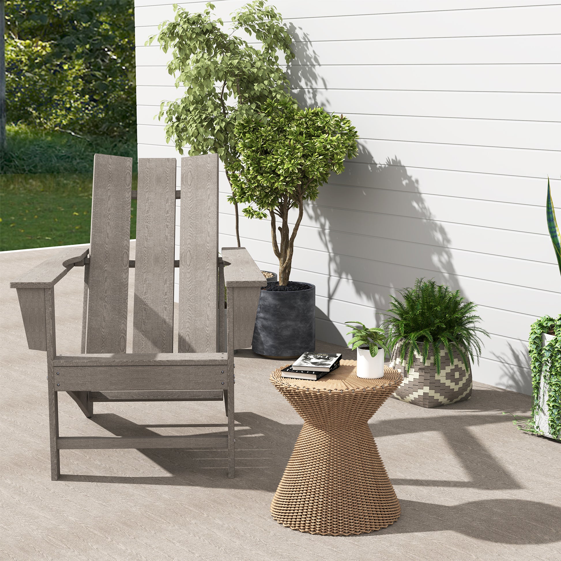 Adirondack Chair Outdoor Garden Chair with Extra Wide Seat 120 kg Capacity for Patio Terrace Balcony 75x83x90 cm Dark Gray