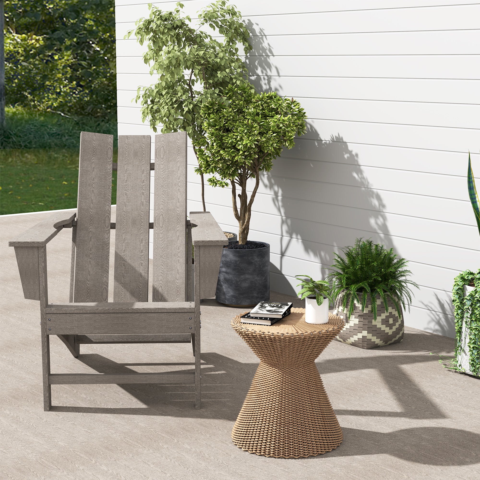 Adirondack Chair Outdoor Garden Chair with Extra Wide Seat 120 kg Capacity for Patio Terrace Balcony 75x83x90 cm Dark Gray
