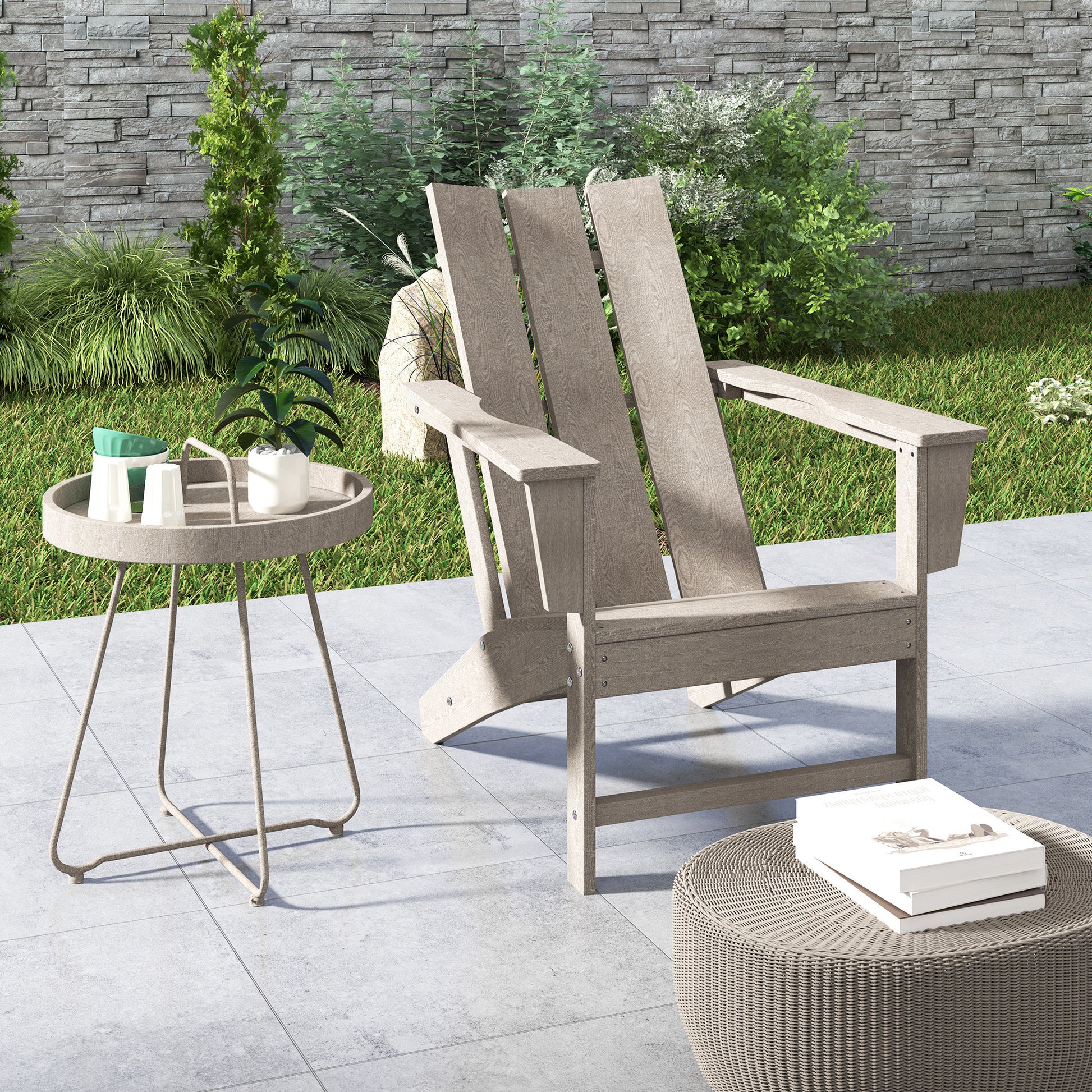 Adirondack Chair Outdoor Garden Chair with Extra Wide Seat 120 kg Capacity for Patio Terrace Balcony 75x83x90 cm Dark Gray