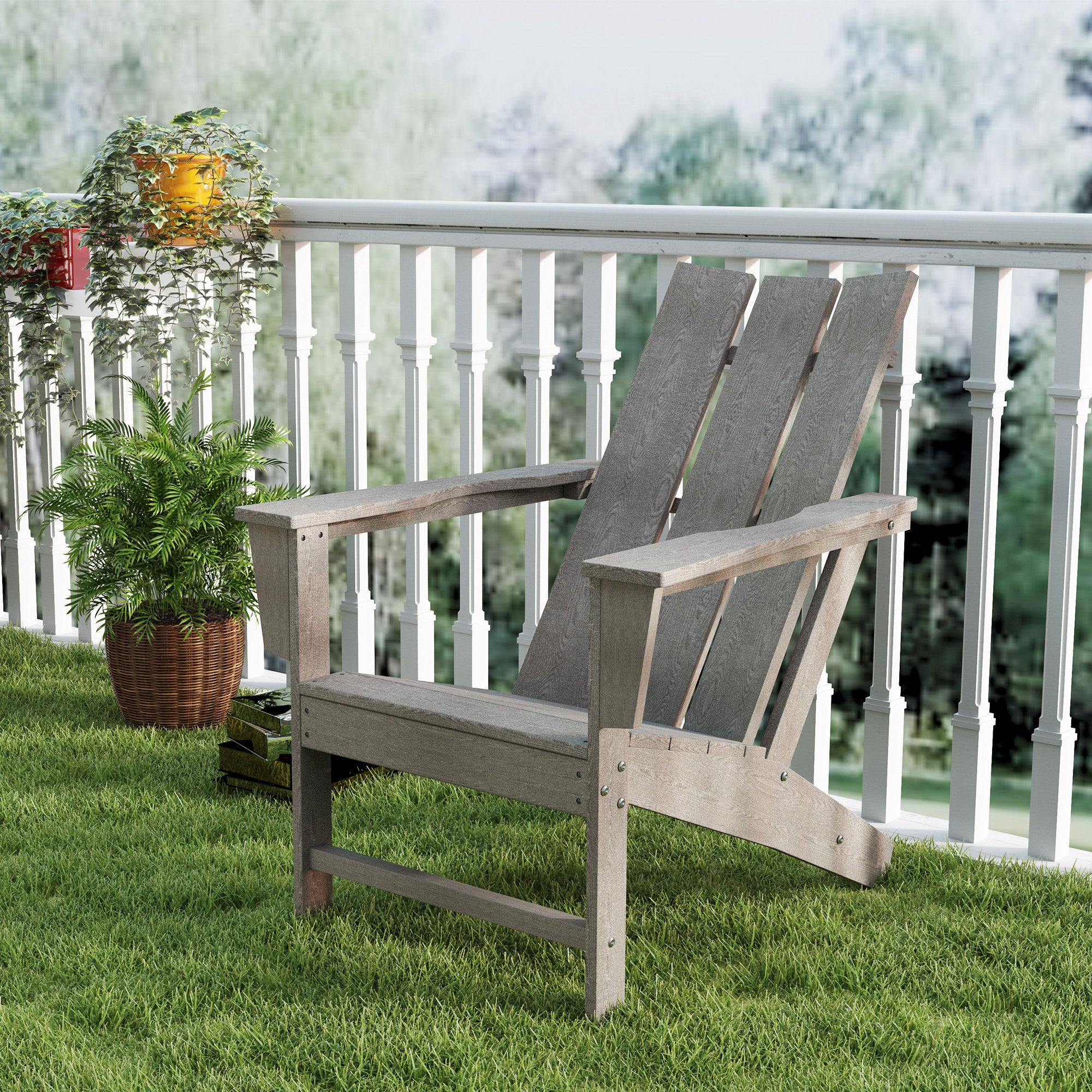 Adirondack Chair Outdoor Garden Chair with Extra Wide Seat 120 kg Capacity for Patio Terrace Balcony 75x83x90 cm Dark Gray