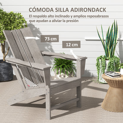 Adirondack Chair Outdoor Garden Chair with Extra Wide Seat 120 kg Capacity for Patio Terrace Balcony 75x83x90 cm Dark Gray