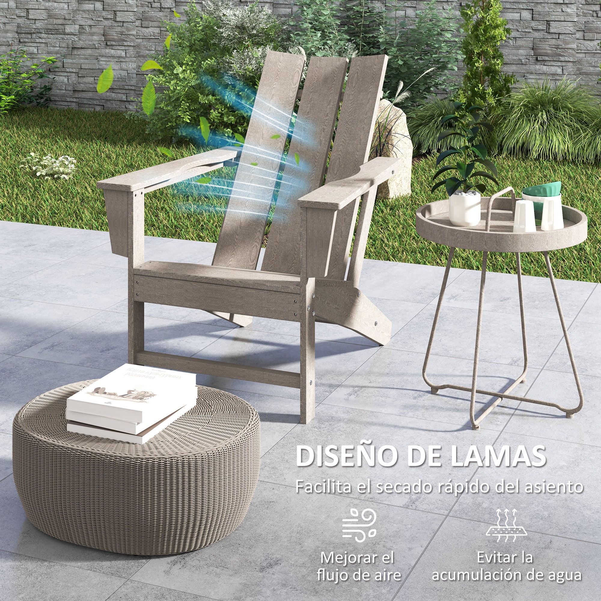 Adirondack Chair Outdoor Garden Chair with Extra Wide Seat 120 kg Capacity for Patio Terrace Balcony 75x83x90 cm Dark Gray