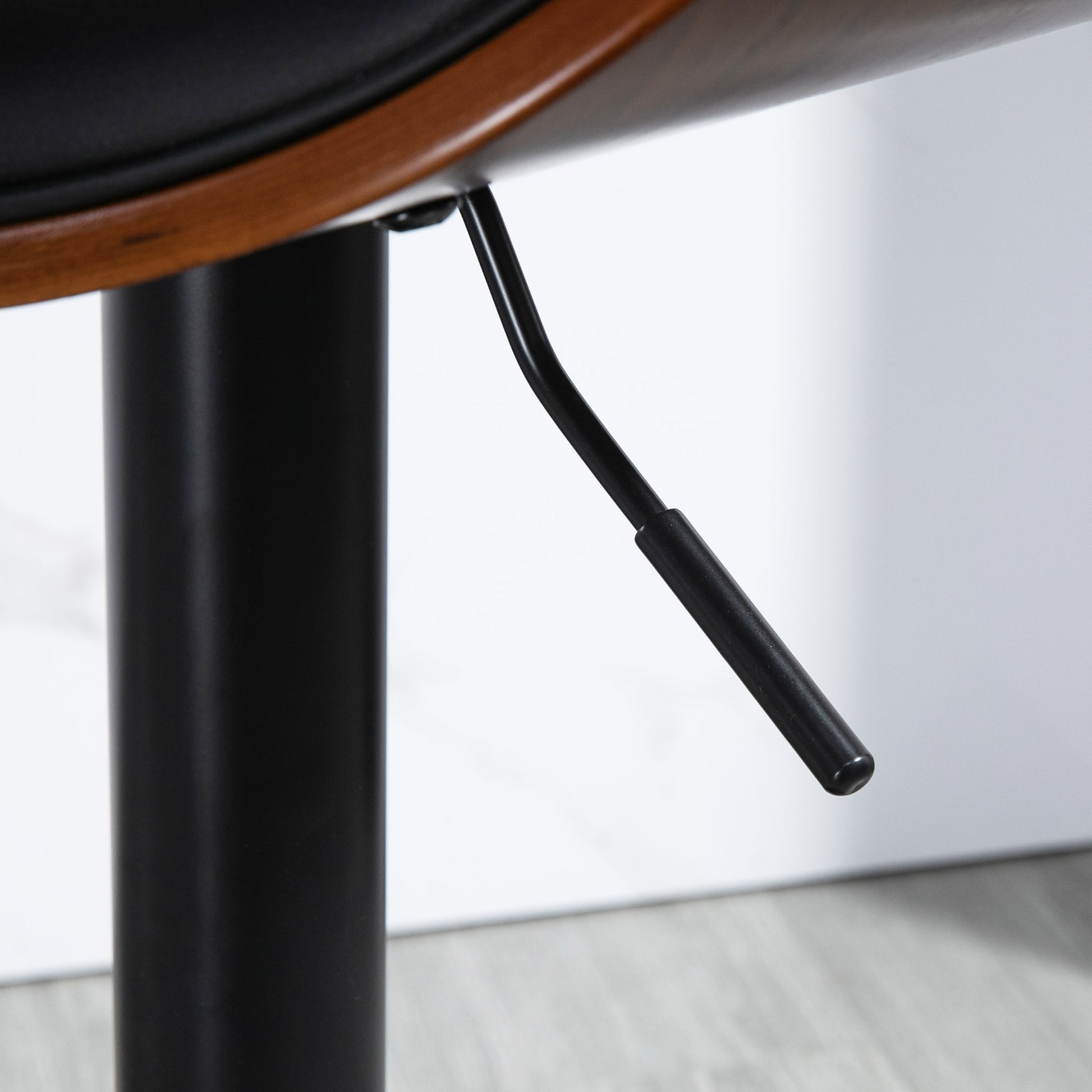 Set of 2 Bar Stools, Height Adjustable Kitchen Stools, Counter Chairs made of Faux Leather, Swivel Stool with Footrests, Barstool for Kitchen, Dining Room, Black, Steel, 53 x 52 x 92-112 cm