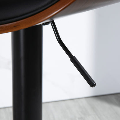 Set of 2 Bar Stools, Height Adjustable Kitchen Stools, Counter Chairs made of Faux Leather, Swivel Stool with Footrests, Barstool for Kitchen, Dining Room, Black, Steel, 53 x 52 x 92-112 cm