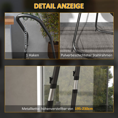 Hanging Chair Stand Hammock Chair Stand Height Adjustable Stand for Hanging Chair up to 150 kg Load Capacity for Garden, Balcony, Metal, Black, 133 x 116 x 195/230 cm