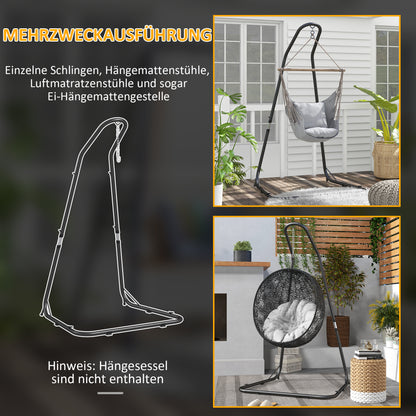 Hanging Chair Stand Hammock Chair Stand Height Adjustable Stand for Hanging Chair up to 150 kg Load Capacity for Garden, Balcony, Metal, Black, 133 x 116 x 195/230 cm