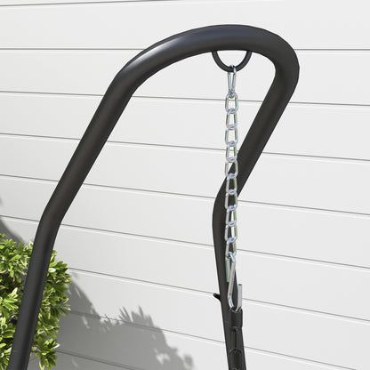 Hanging Chair Stand Hammock Chair Stand Height Adjustable Stand for Hanging Chair up to 150 kg Load Capacity for Garden, Balcony, Metal, Black, 133 x 116 x 195/230 cm